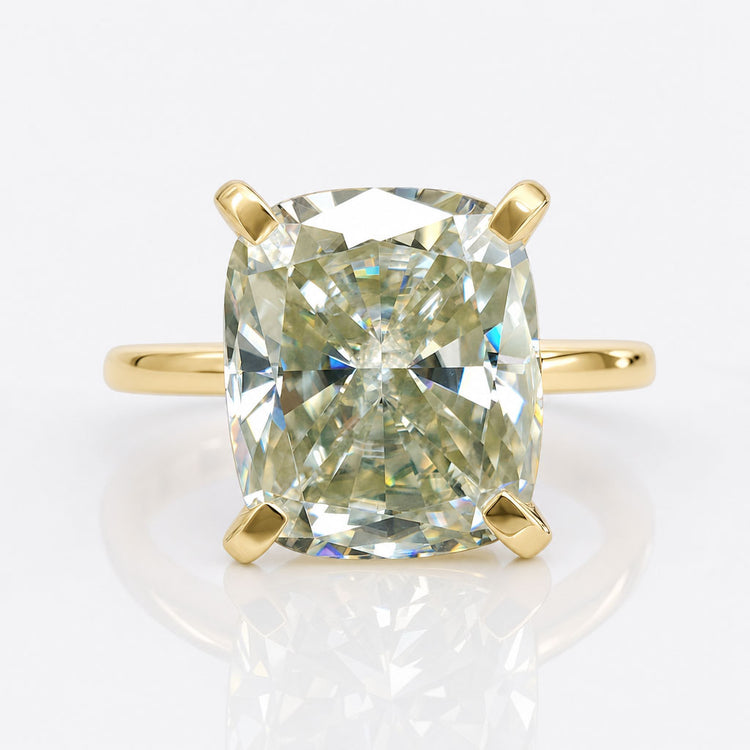 Cushion Cut Light Yellow Moissanite Solitaire Ring 7 CT