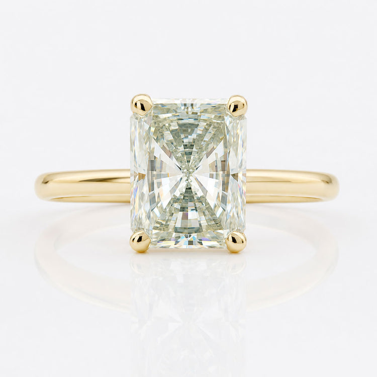 Radiant Cut Grey Green Moissanite Solitaire Ring 2.3 CT