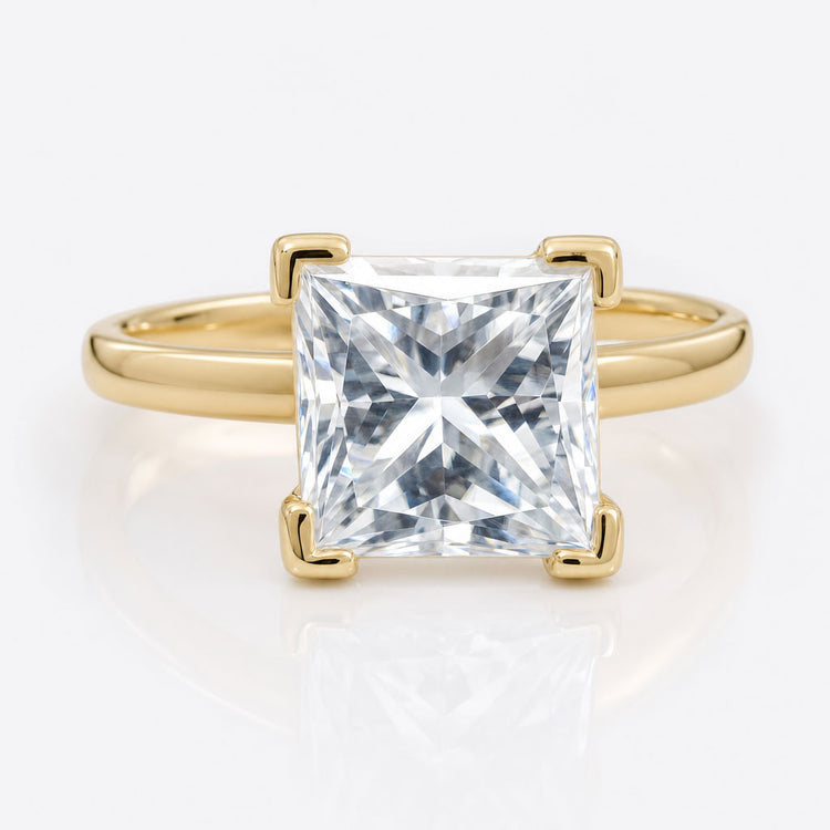 Princess Cut Moissanite V Prong Solitaire Ring 3.2 CT