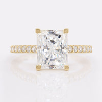 Stunning 2.43 CT Radiant Cut Classic Pave Moissanite Engagement Ring