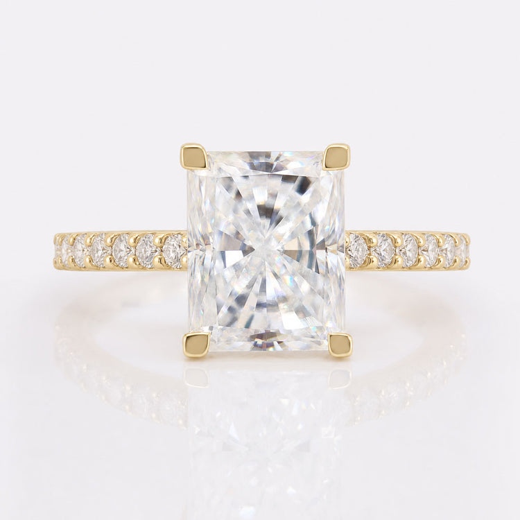 Stunning 2.43 CT Radiant Cut Classic Pave Moissanite Engagement Ring
