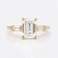 Emerald Baguette Moissanite Three Stone Ring 1.3 CT