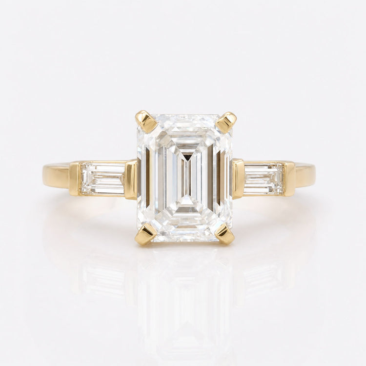 Emerald Baguette Moissanite Three Stone Ring 1.3 CT