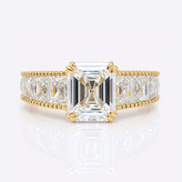 Vintage Ring - 7.17 CT Emerald French cut Channel Set Moissanite Ring