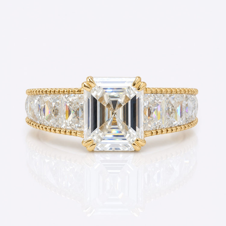 Vintage Ring - 7.17 CT Emerald French cut Channel Set Moissanite Ring