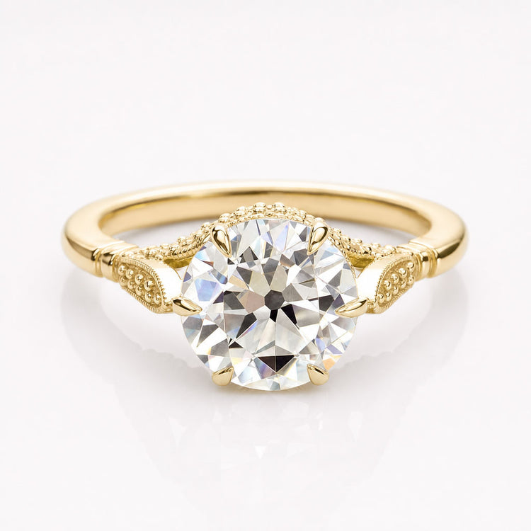 Round Old European Cut Moissanite Vintage Ring 2.1 TCW