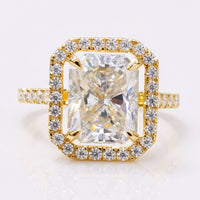 3.53 CT Radiant Pave Halo and Shank Moissanite Engagement Ring