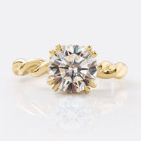 Twisted Rope Pave Hidden Halo Round Moissanite Engagement Ring