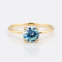 1.02 CT Round Brilliant Cut Cyan Blue Solitaire Moissanite Ring