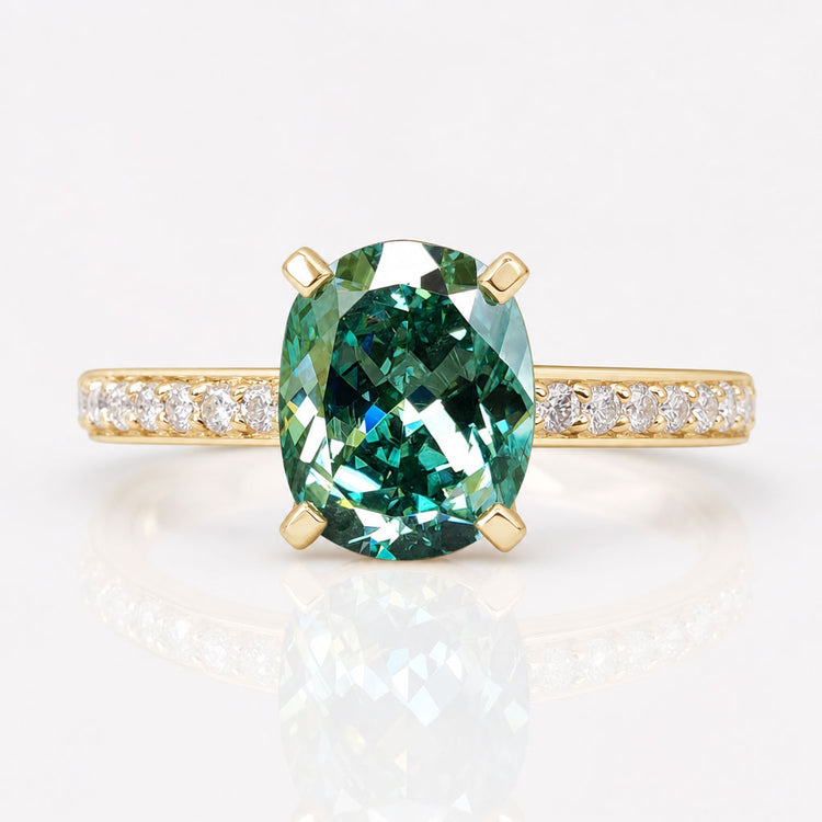 Amazing Looking Cushion Divine Pave Set Moissanite Engagement Ring