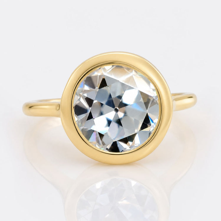 1.89 CT Round Old European Cut Bezel Set Moissanite Solitaire Ring