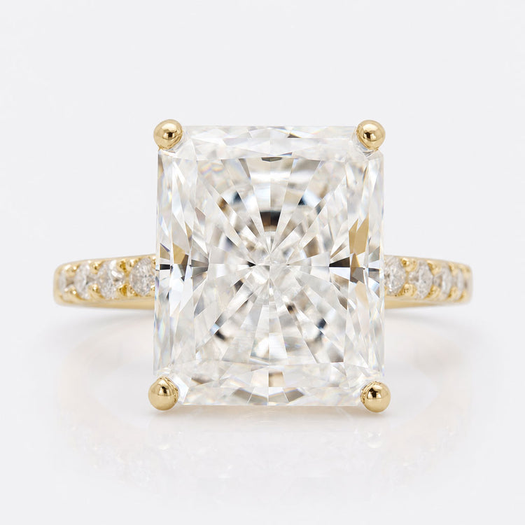 Radiant Cut Moissanite Engagement Ring, Hidden Halo Pave Set Rose Gold Moissanite Engagement Ring