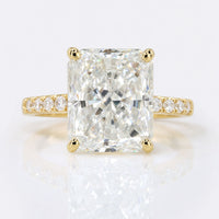 Radiant Cut Crushed Ice Moissanite Pavé Crown Ring 4.8 CT