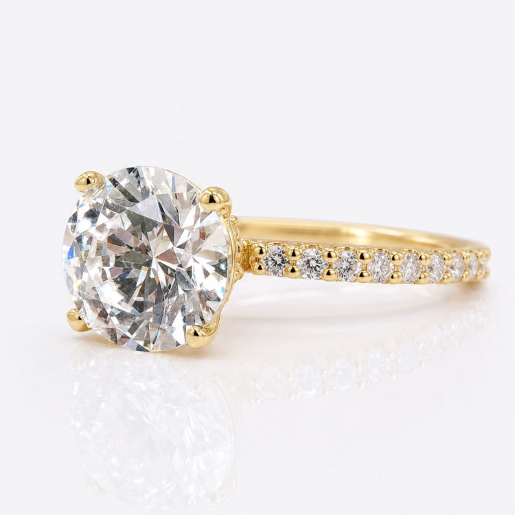 Round Moissanite Embellished Gallery Pave Halo Ring 1.9 CT