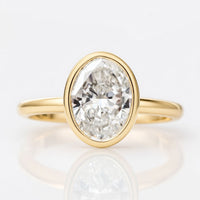 Oval Moissanite Bezel Set Solitaire Ring 2 CT