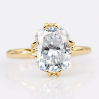 Elongated Cushion Cut Moissanite Fishtail Ring 2.9 TCW
