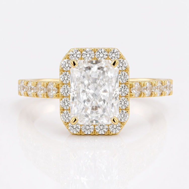 2.83 TW Lovely Radiant cut Halo Moissanite Engagement Ring