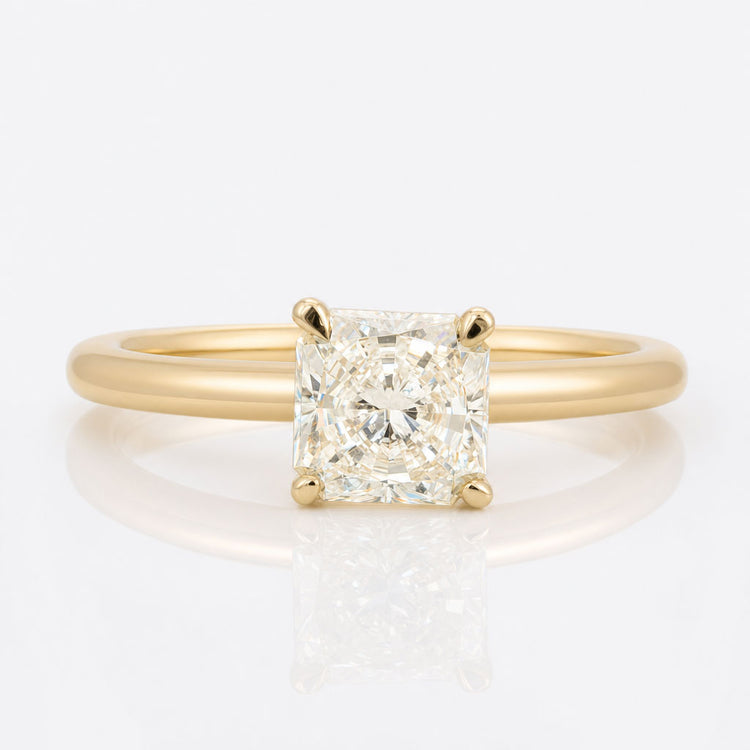 Square Radiant Orange Moissanite Solitaire Ring 1.1 CT