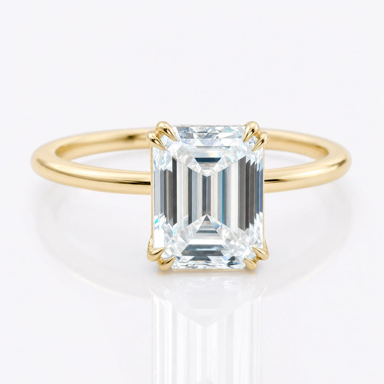 Emerald Step Cut Moissanite Solitaire Ring 2.4 CT