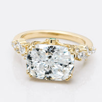 East To West Cushion Cut Moissanite Antique Ring 2.8 CT