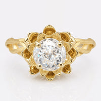Antique Vintage Style 1.70 CT Portuguese cut Moissanite Flower Setting Ring