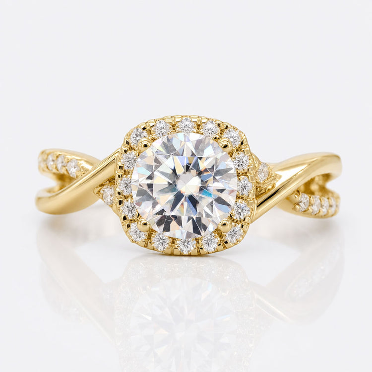 Round Brilliant Cut Moissanite Halo Ring 1.4 TCW