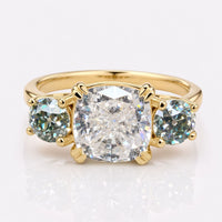 Cushion Cut Lab-Grown Diamond Two Tone Ring 1.8 CT