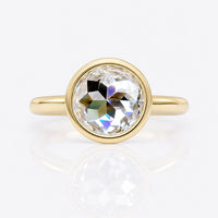 Classic Comfort-Fit Bezel Set Round Rose Cut Solitaire Moissanite Engagement Ring