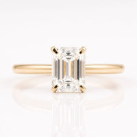 1.16 CT Emerald Step Cut Comfort-Fit Solitaire Moissanite Engagement Ring