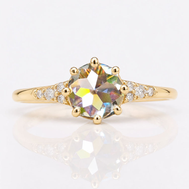Muse 0.65 TCW Round Rose Cut Classic Moissanite Engagement Ring