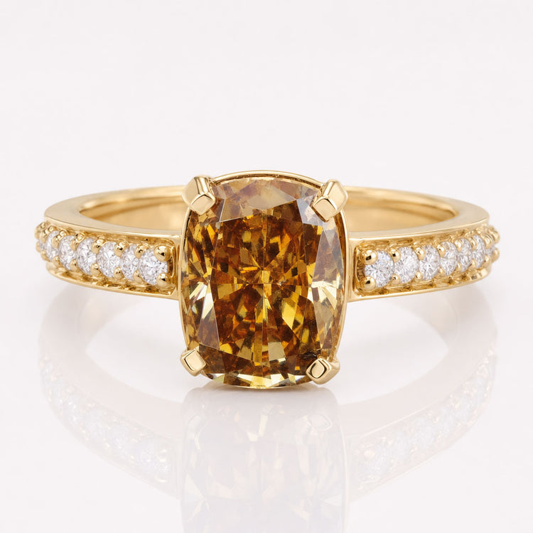 Classic Looking Inspired Moissanite Diamond Pave Set Engagement Ring