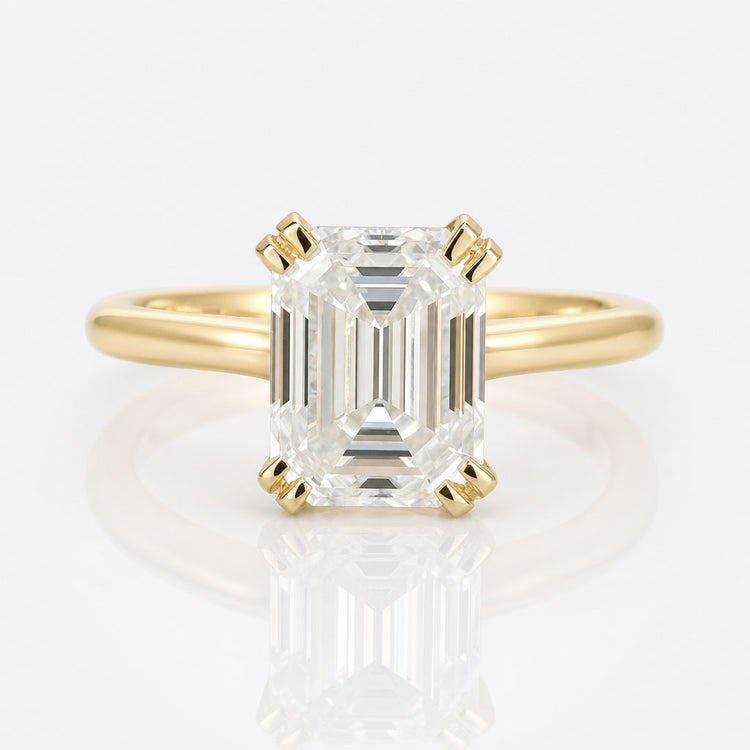 Unique Cathedral Set 2.0 CT Emerald Step Cut Moissanite Engagement Ring