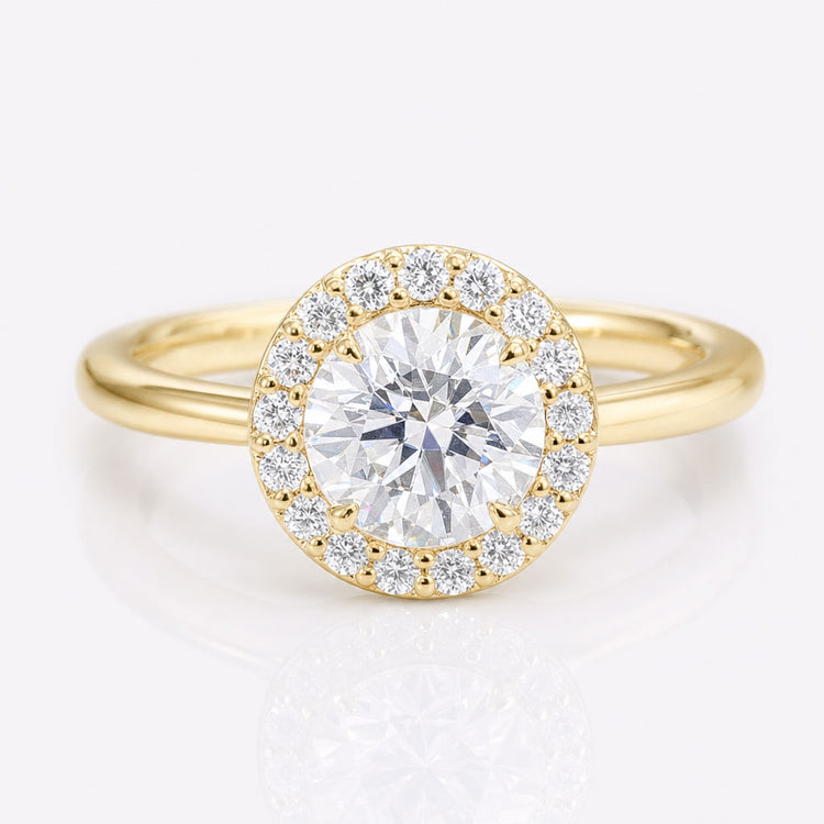 Unique Art Deco 1.35 TCW Round Moissanite Halo Engagement Ring
