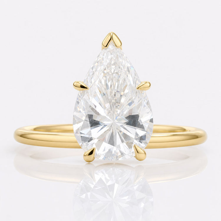 Unique Upside Down 2.71 CT Pear Colorless Moissanite Solitaire Ring