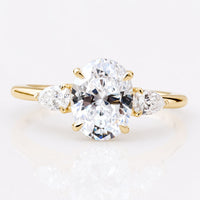 Oval Pear Moissanite Three Stone Ring 2.5 TCW