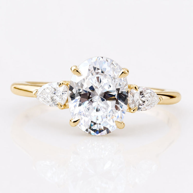 Oval Pear Moissanite Three Stone Ring 2.5 TCW