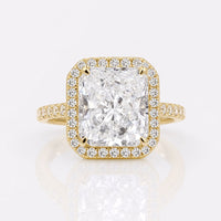 Amazing Hidden Halo Pave Radiant Moissanite Engagement Ring