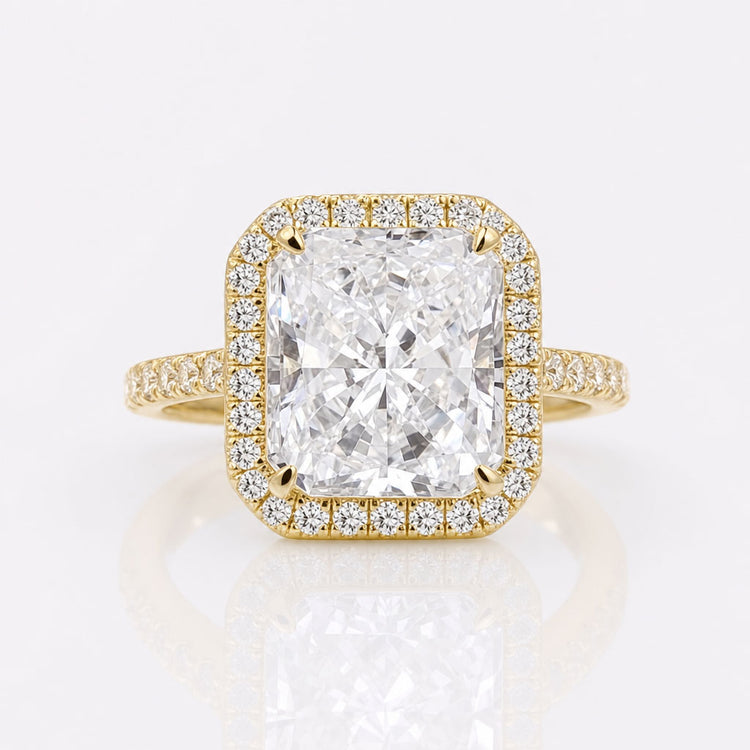 Amazing Hidden Halo Pave Radiant Moissanite Engagement Ring