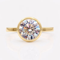 Classic Bezel Set 1.92 CT Round Heart and Arrow Cut Moissanite Engagement Ring