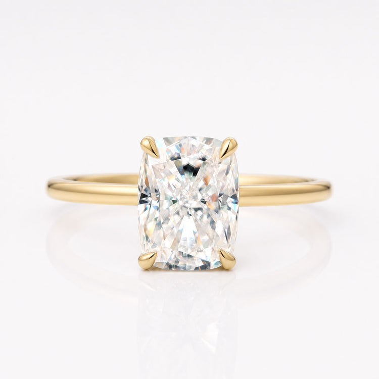 Elongated Cushion Cut Moissanite Hidden Halo Ring 2.0 CT