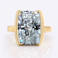 8.15 CT Elongated Cushion cut Half Bezel Solitaire Engagement Ring