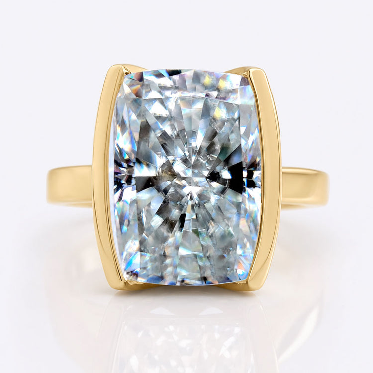 8.15 CT Elongated Cushion cut Half Bezel Solitaire Engagement Ring