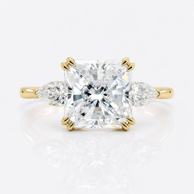 3.41 CT Radiant Pear Three Stone Moissanite Wedding Ring