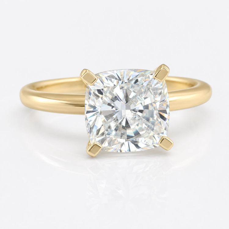 2.70 CT Cushion Cut Colorless Moissanite Comfort-Fit Solitaire Engagement Ring