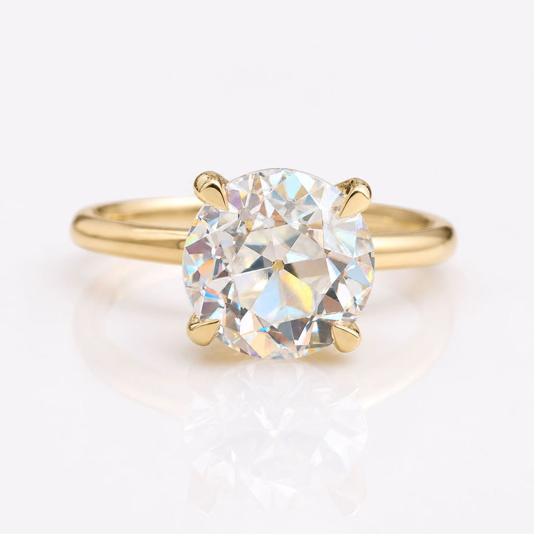 2.56 CT Round Old European Cut Moissanite Solitaire Engagement Ring