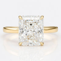 Amazing Radiant Cut Moissanite Engagement Ring, Cathedral Set Moissanite Solitaire Ring