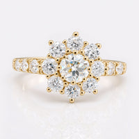 1.00 TW Round OEC Classic Cluster Pave Engagement Ring