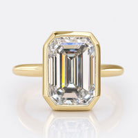 Emerald Light Gray Moissanite Bezel Comfort-Fit Ring 2.9 CT