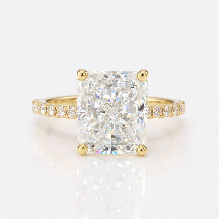 5.94 TCW Radiant Cut Colorless Moissanite Engagement Ring