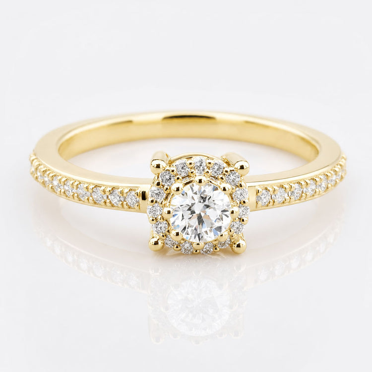Round Brilliant Moissanite Minimalist Halo Ring